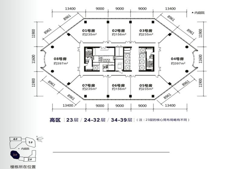 3#楼23-39层户型 8室0厅0卫0厨 2046.00㎡