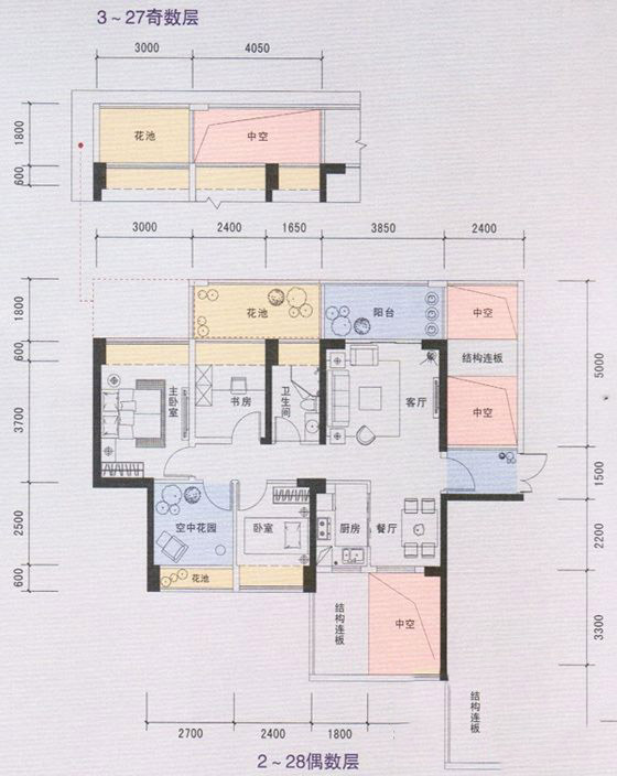 4栋B户型三居(92-142m²)