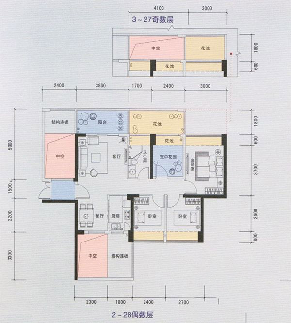 5栋B户型三居(92-142m²)
