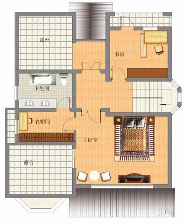麒麟湾别墅B户型-三层平面图